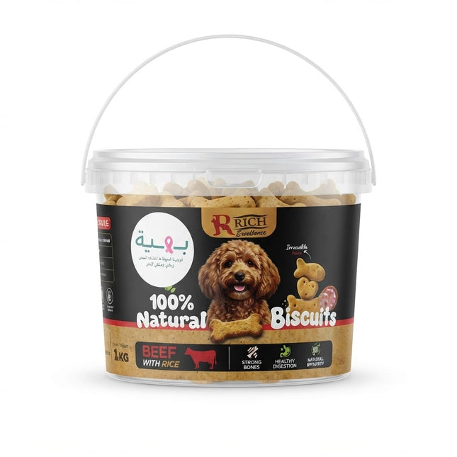 Rich Dog Rich Excellence Natural Dog Biscuits with Beef and Rice 1 kg Bucket