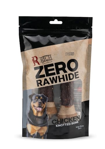Rich Dog Rich treats zero rawhide with chicken knotted bone 2pcs