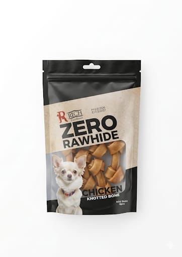 Rich Dog Rich treats zero rawhide with chicken knotted bone 6pcs