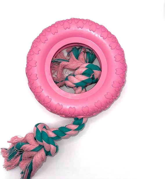 Riolino Dog Riolino Rubber Dog Chew Ring Fillable Durable Toy Pink