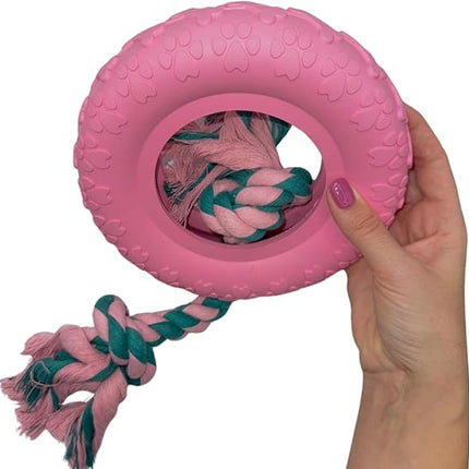 Riolino Dog Riolino Rubber Dog Chew Ring Fillable Durable Toy Pink