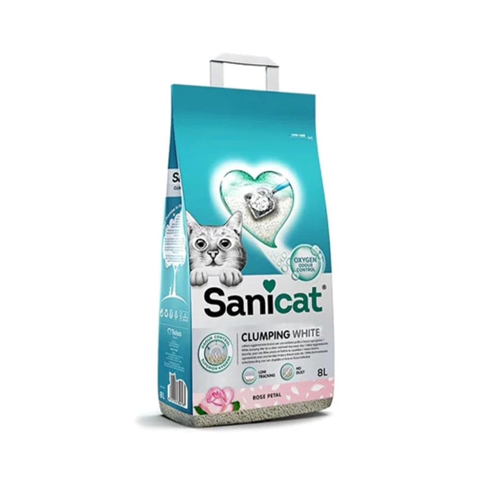 Sanicat White Clumping Cat Litter Rose Petal Scent 8 L