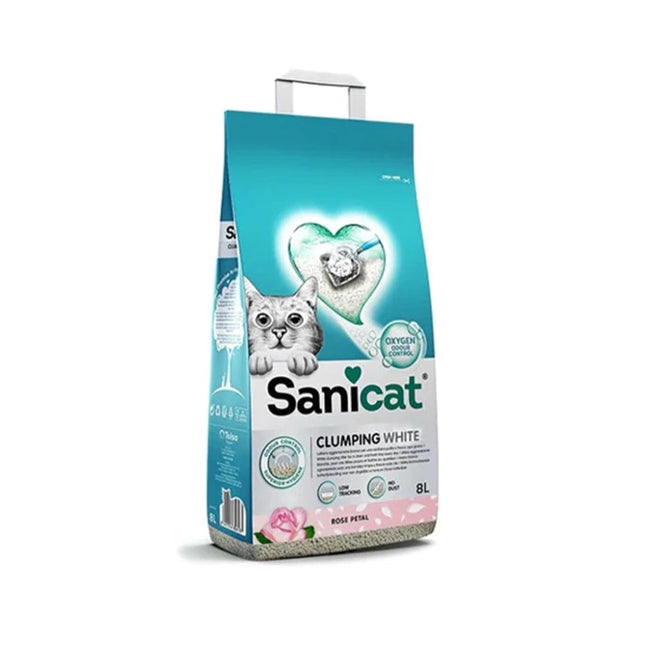 Sanicat White Clumping Cat Litter Rose Petal Scent 8 L