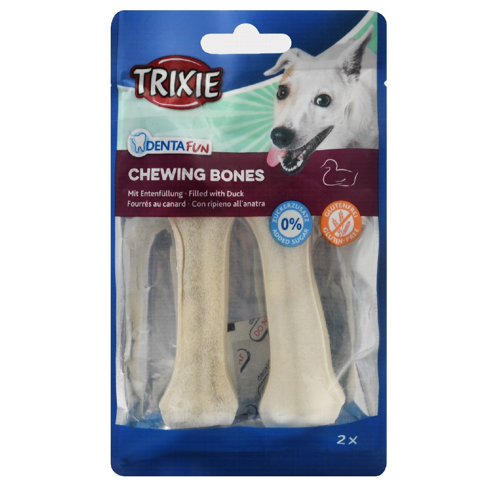 Trixie Denta Fun Chewing Bones Dog Treats Filled with Duck 2 Pcs