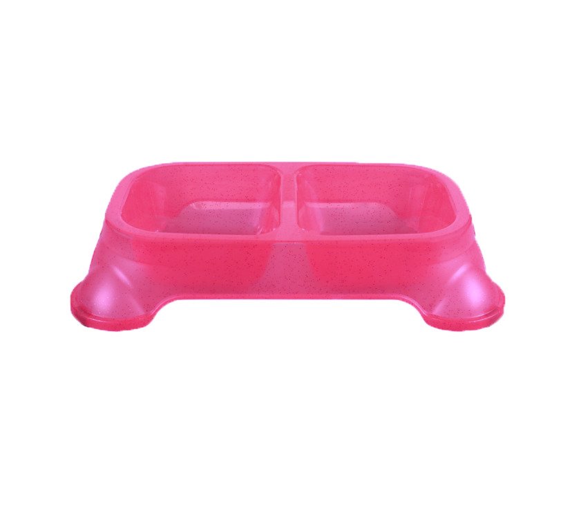 Food and water bowl for cats and dogs with two bases