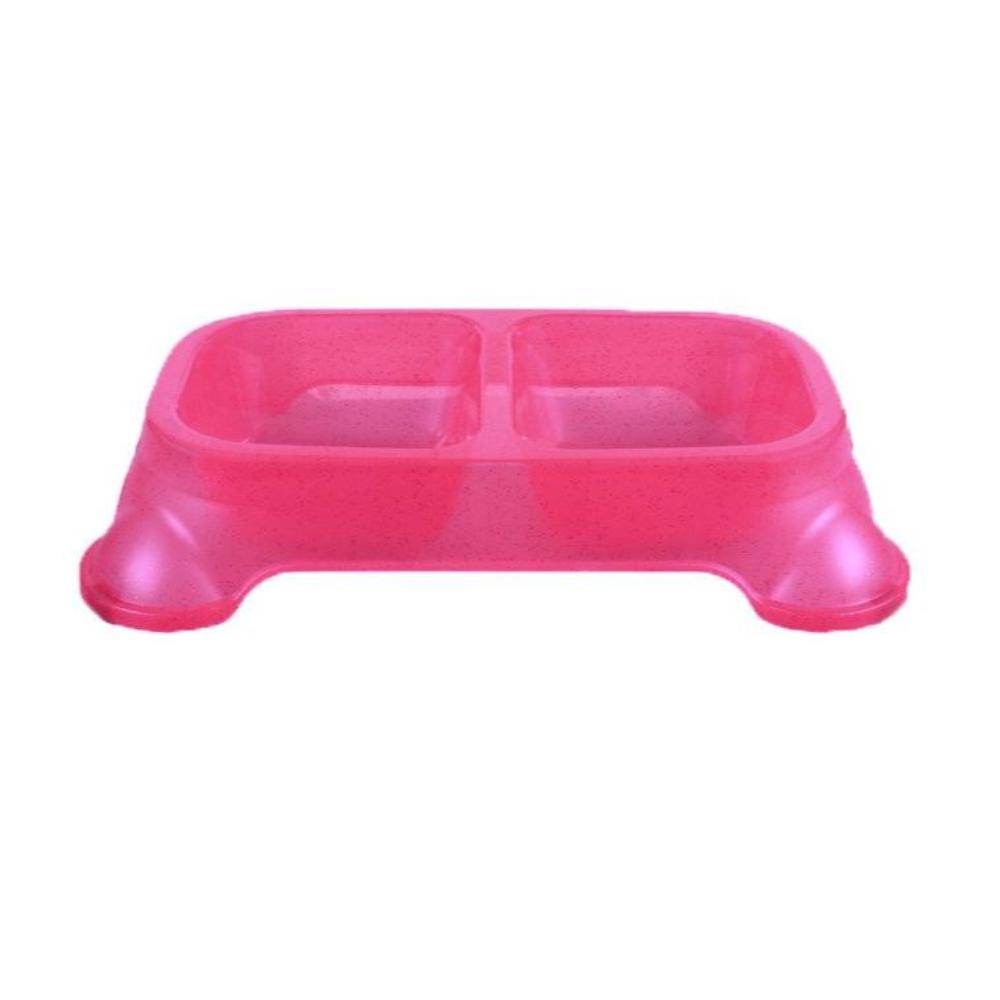 Food and water bowl for cats and dogs with two bases