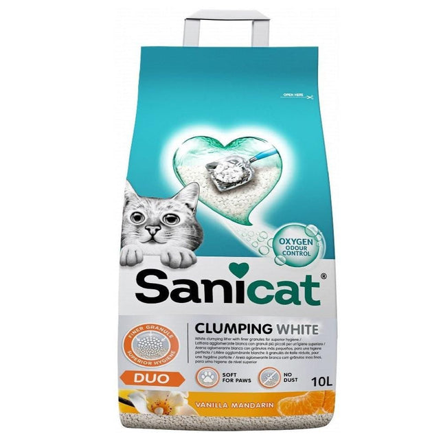 sanicat Cat Litter Sanicat Duo White Clumping Cat Litter Vanilla And Mandarin 10 L