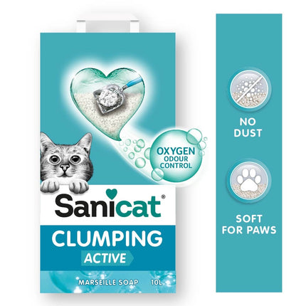sanicat Cat Sanicat Active White Clumping Cat Litter Marseille Soap Scent 10 L
