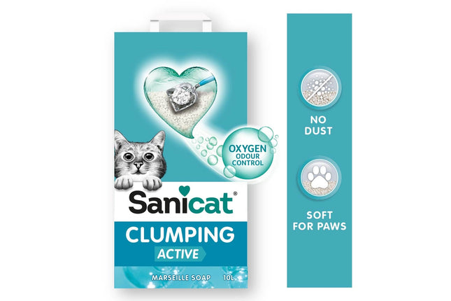 sanicat Cat Sanicat Active White Clumping Cat Litter Marseille Soap Scent 10 L