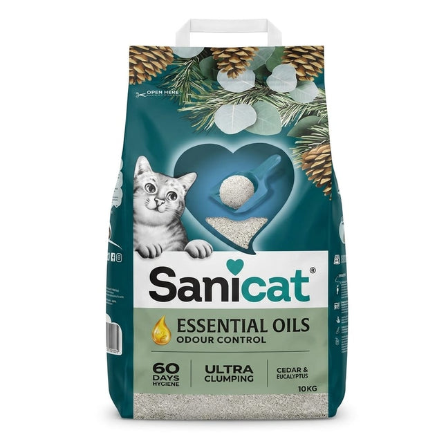 Sanicat Cat Sanicat Essential Oils Cedar And Eucalyptus Ultra Clumping Cat Litter 10Kg