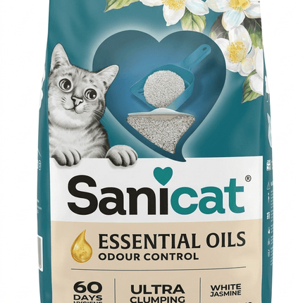 Sanicat Cat Sanicat Essential Oils Odour Control Ultra Clumping White Jasmine Cat Litter 10kg
