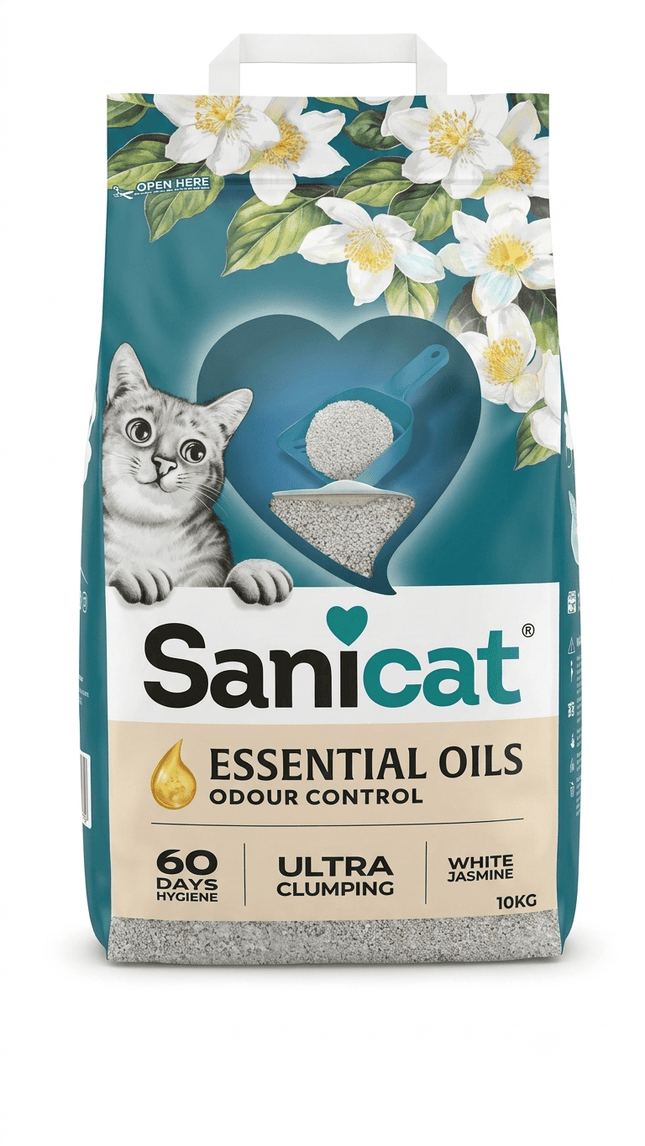Sanicat Cat Sanicat Essential Oils Odour Control Ultra Clumping White Jasmine Cat Litter 10kg