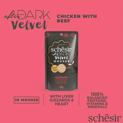 Schesir Cat Schesir After Dark Mousse with Chicken and Beef for Adult Cats 80 gr
