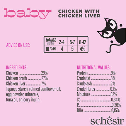 Schesir Cat Schesir Baby Mousse Wet Food with Chicken, Liver and DHA for Kittens 70 gr