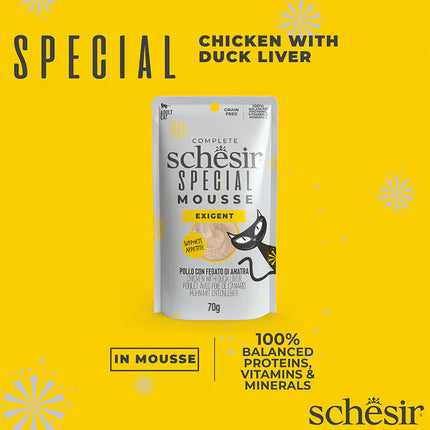 Schesir Cat Schesir Exigent Special Mousse with Chicken and Duck Liver for Adult Cats 70 gr