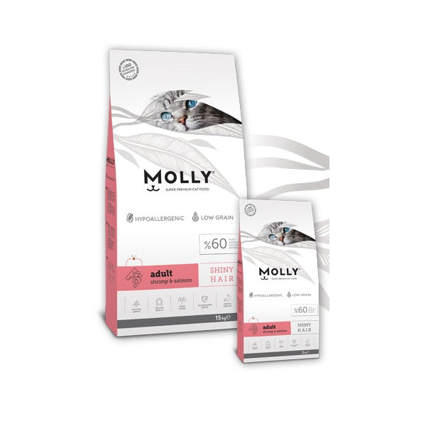 Molly dry food SHINY HAIR with Shrimp and Salmon for cat 15 kg