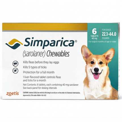 Simparica Dog Zoetis Simparica Sarolaner Tick And Flea Control Tablet for 10 to 20 kg Dogs 1 Tablets