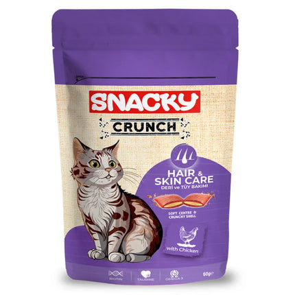Snacky Cat Snacky Crunch Hair and Skin Cat Treats with Chicken for Adult Cats 60 gr
