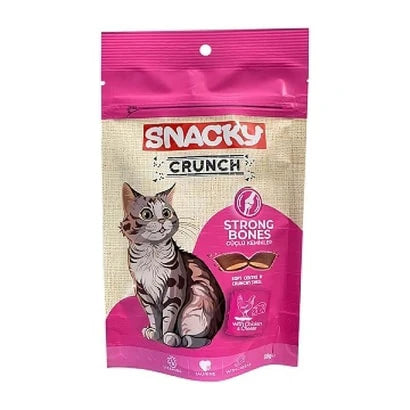 Snacky Crunch Strong Bones Cat Treats with Chicken and Cheese for Adult Cats 60 gr