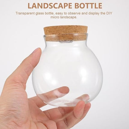 Sobo Fish Round Glass Terrarium Jar with Cork Lid and LED Light