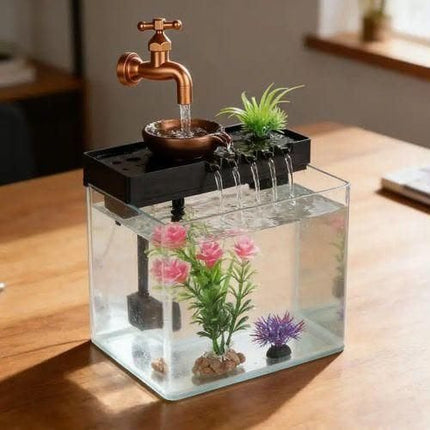SOBO Fish Sobo Desktop Fish Tank Creative Flowing Water Ornament and Humidifier Combo for Home and Office