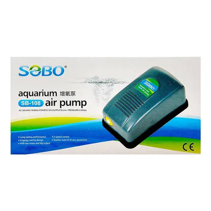 Sobo Fish Sobo SB-108 Fish Tank Air Pump Long Lasting Performance Oxygen Aerator with Suction Cups