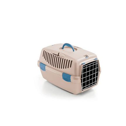 Stefanplast Dog and cat Stefanplast Gulliver 1 Metal Door Pet Carrier Plastic Travel Crate for Cats And Small Dogs Travertino Blue