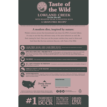 Taste of the Wild Cat Taste of the Wild Lowland Creek Dry Cat Food with Roasted Quail and Duck 2 kg