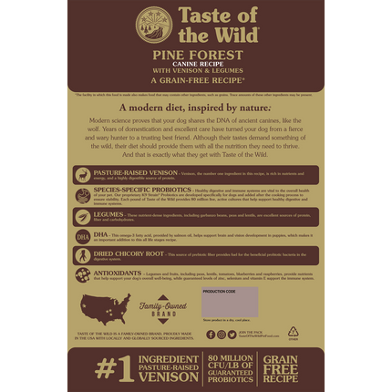 Taste of the Wild Dog Taste of the Wild Pine Forest Dry Dog Food with Venison and Legumes 12 kg