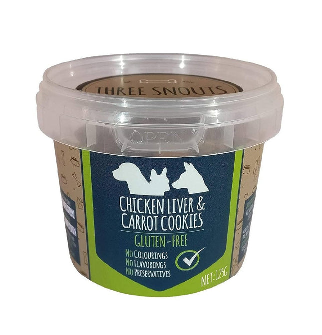 Three Snouts Dog Three Snouts Chicken Liver and Carrot Cookies Dog Treats 125 gr