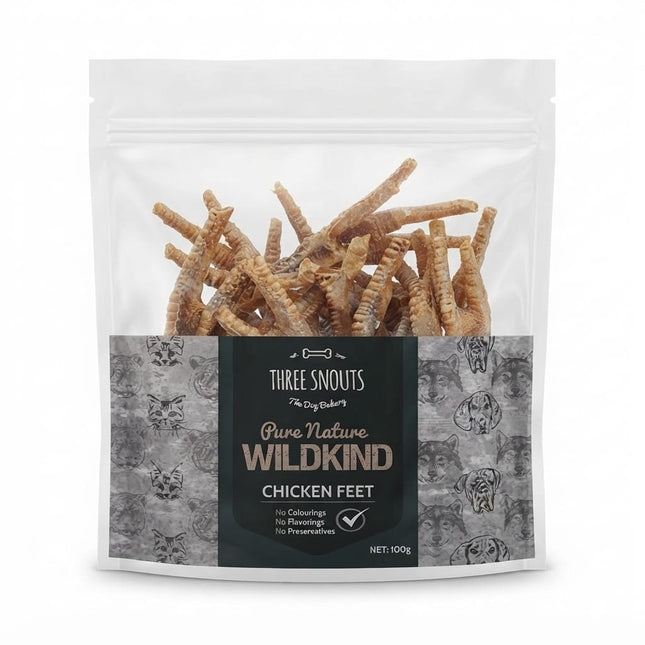 Three Snouts Dog Three Snouts Wild Kind Dehydrated Chicken Feet Dog Treats 100 gr