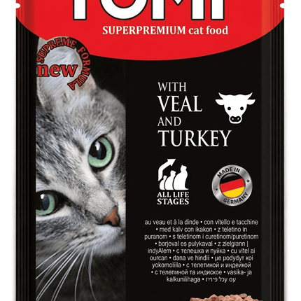 Tomi Cat Tomi Pouch Veal & Turkey Wet Cat Food – 100g