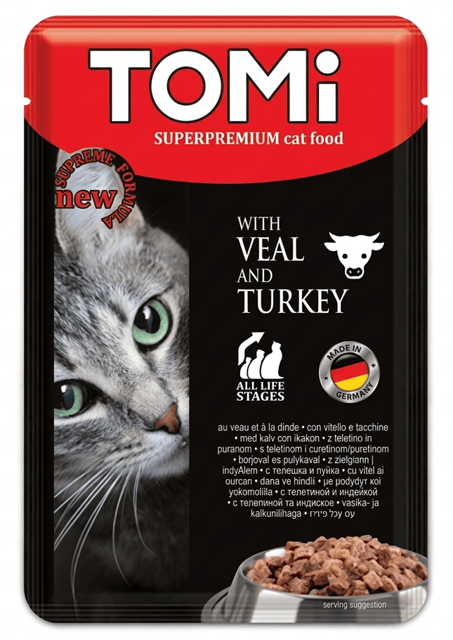 Tomi Cat Tomi Pouch Veal & Turkey Wet Cat Food – 100g