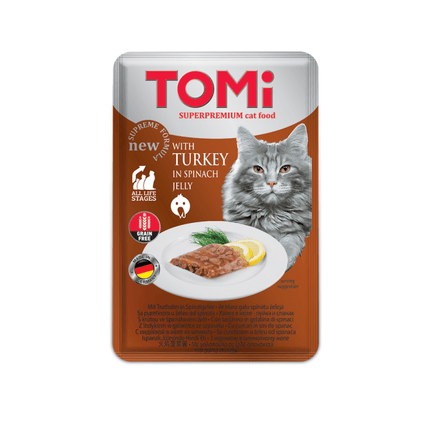 Tomi Cat Tomi Wet Cat Food with Turkey And Spinach in Jelly 100 gr