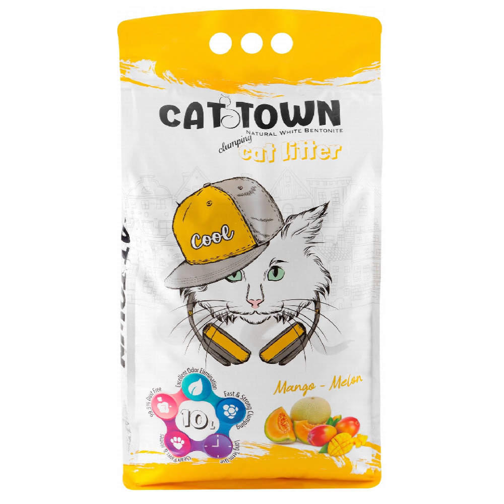 Cat Town White Bentonite Clumping Cat Litter Mango and Melon Scent 5 L