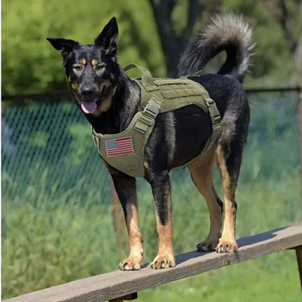 Tre Ponti Dog Tactical Dog Harness with Pouches Olive Green Size XL
