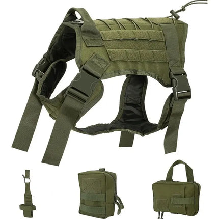 Tre Ponti Dog Tactical Dog Harness with Pouches Olive Green Size XL