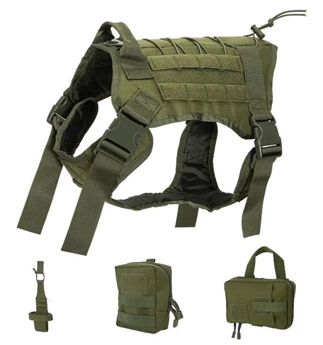 Tre Ponti Dog Tactical Dog Harness with Pouches Olive Green Size XL