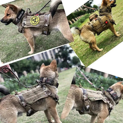 Tre Ponti Dog Tactical Military Dog Harness Molle Vest Camouflage Size Medium For German and Husky Dogs