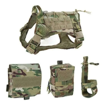 Tre Ponti Dog Tactical Military Dog Harness Molle Vest Camouflage Size Medium For German and Husky Dogs