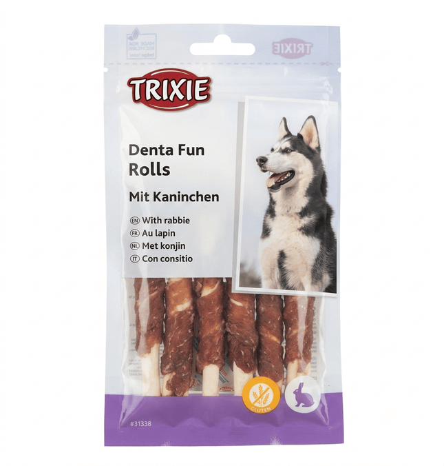 Trixie Dog Trixie Denta Fun Chewing Roll Dog Treats with Rabbit 6 pcs