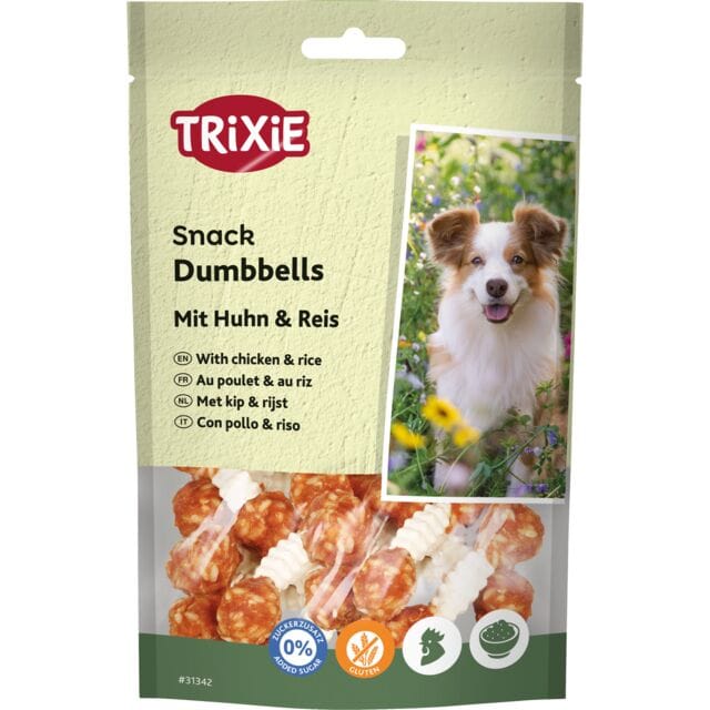Trixie Dog Trixie Dentafun Dumbbells Shape Dog Treats with Chicken and Rice 6 Pcs
