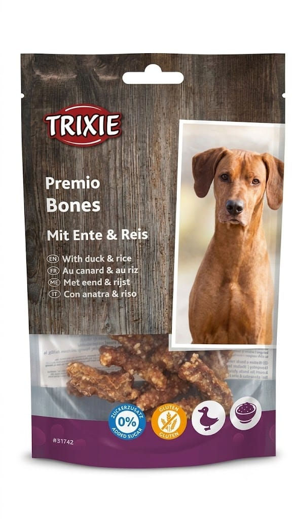 Trixie Dog Trixie Premio Bones with Duck and Rice  Healthy Sugar Free & Gluten Free Dog Treats 80g