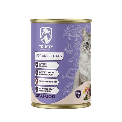 Trusty Cat Trusty Canned Wet Cat Food for Adult Cats Seafood Flavor 400g