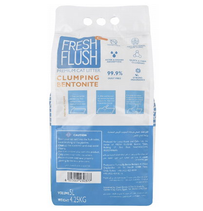 Fresh Flush Antibacterial Bentonite Clumping Cat Litter Green Apple Scent - non toxic 5 L