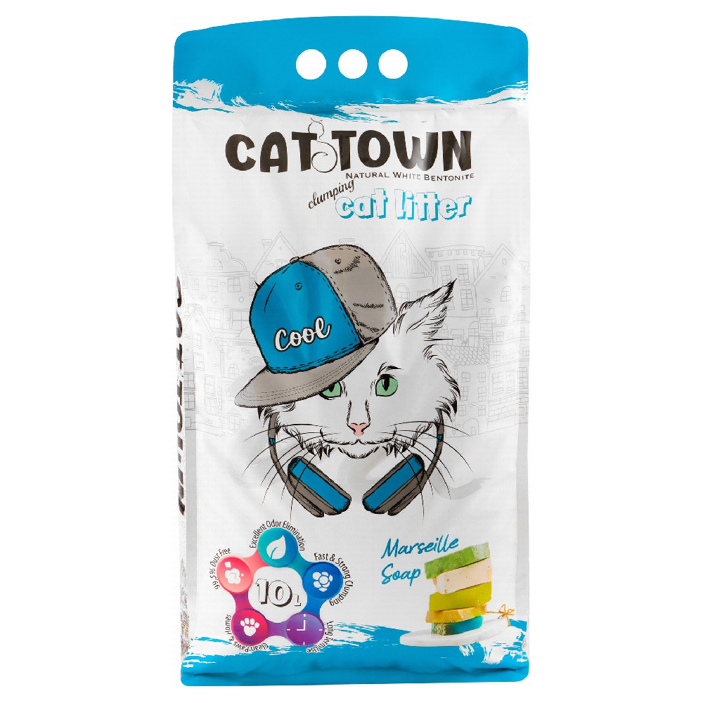 Cat Town White Bentonite Clumping Cat Litter Marseille soap Scent 5 L