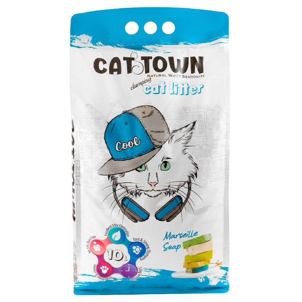 Cat Town White Bentonite Clumping Cat Litter Marseille soap Scent 5 L