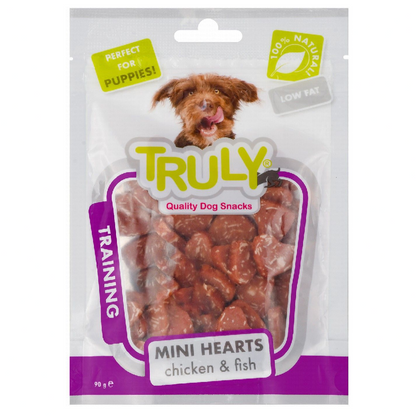 Truly Mini Heart Shaped Treats with Chicken and Fish for Puppies 90 gr