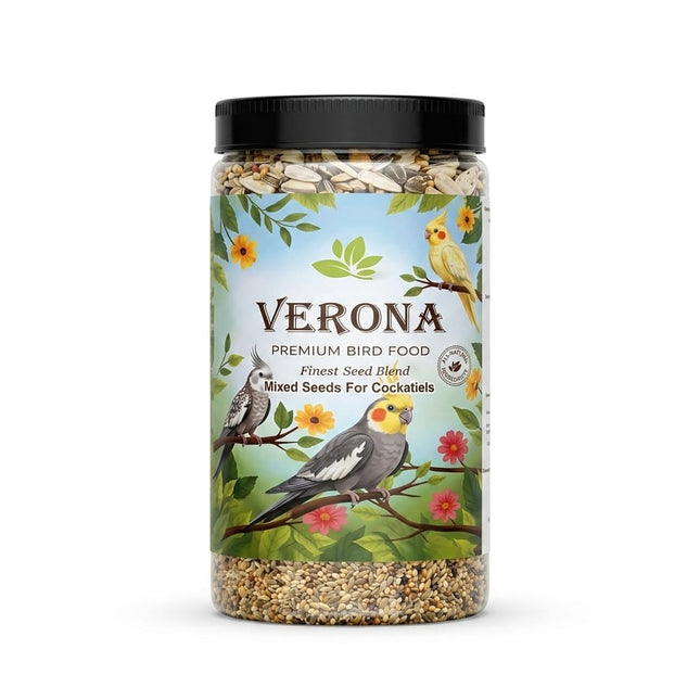Verona Bird Verona Premium Cockatiel Food Finest Seed Blend Mixed Seeds Jar for Cockatiels 900g