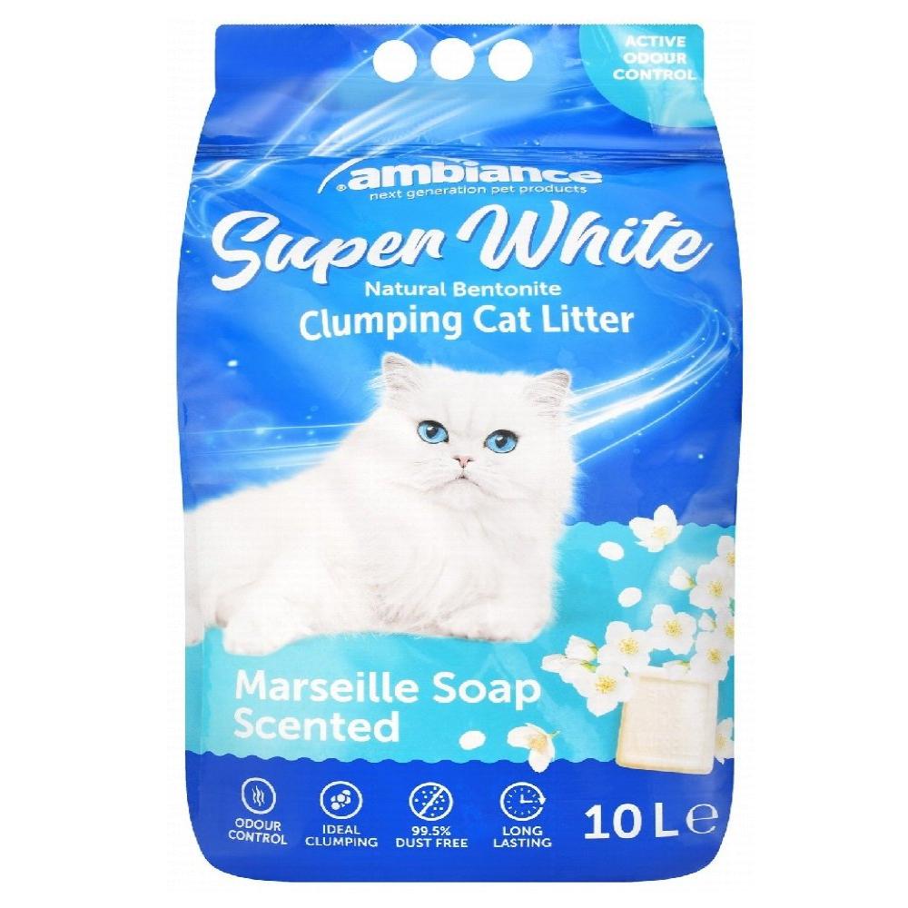 Ambiance White Bentonite Clumping Cat Litter Marseille Soap Scent 10 L